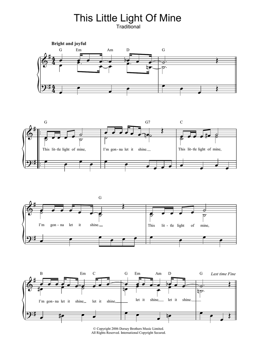 This Little Light Of Mine Easy Piano scores gallery preview page 1