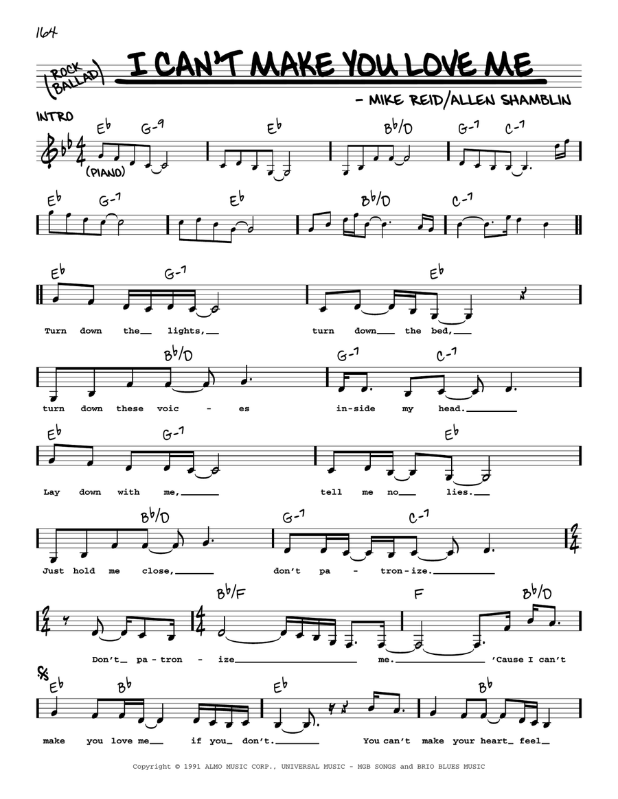 I Can't Make You Love Me I Can't Make You Love Me Voice scores gallery preview page 1