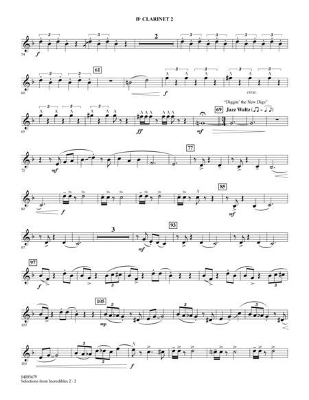 Selections from Incredibles 2 (arr. Paul Murtha) - Bb Clarinet 2