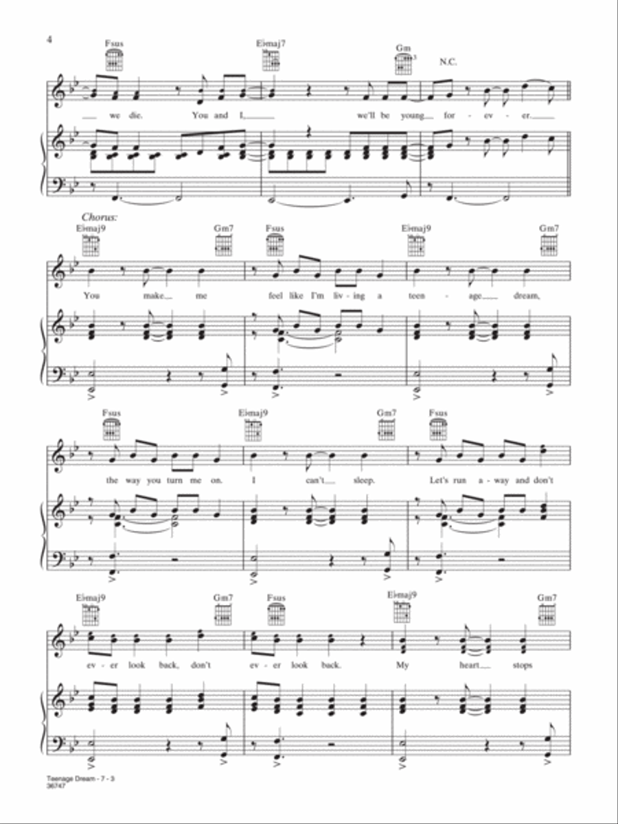 Teenage Dream Piano, Vocal, Guitar scores gallery preview page 3
