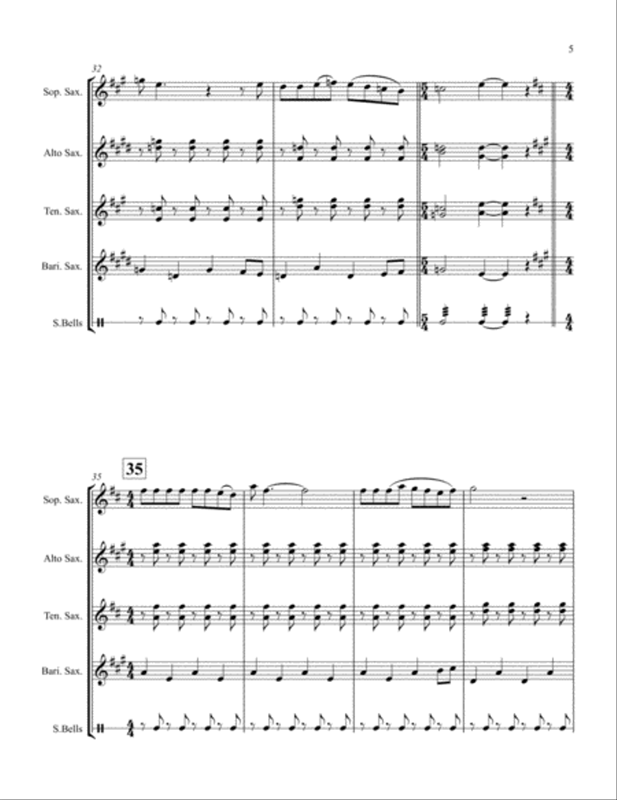 Grandma Got Run Over By A Reindeer Woodwind Ensemble scores gallery preview page 5