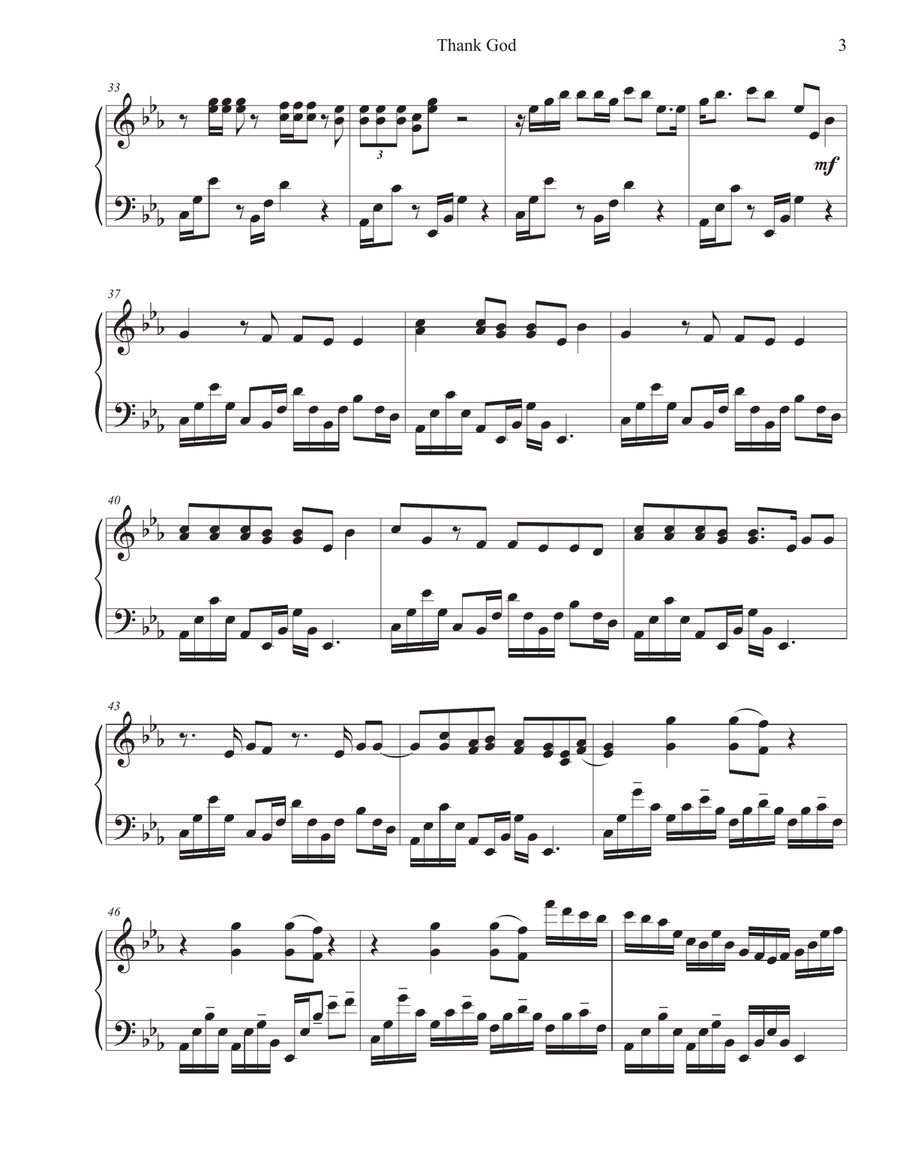 Thank God Piano Solo scores gallery preview page 3