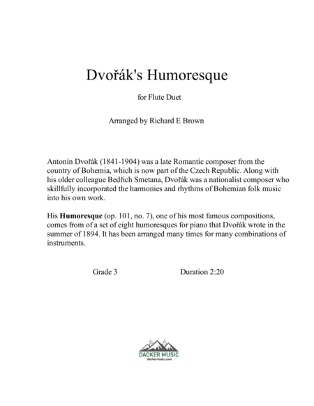 Dvorak's Humoresque - Flute Duet