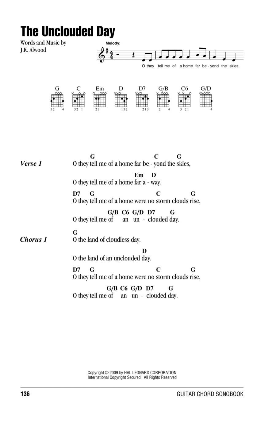 The Unclouded Day Easy Guitar scores gallery preview page 1