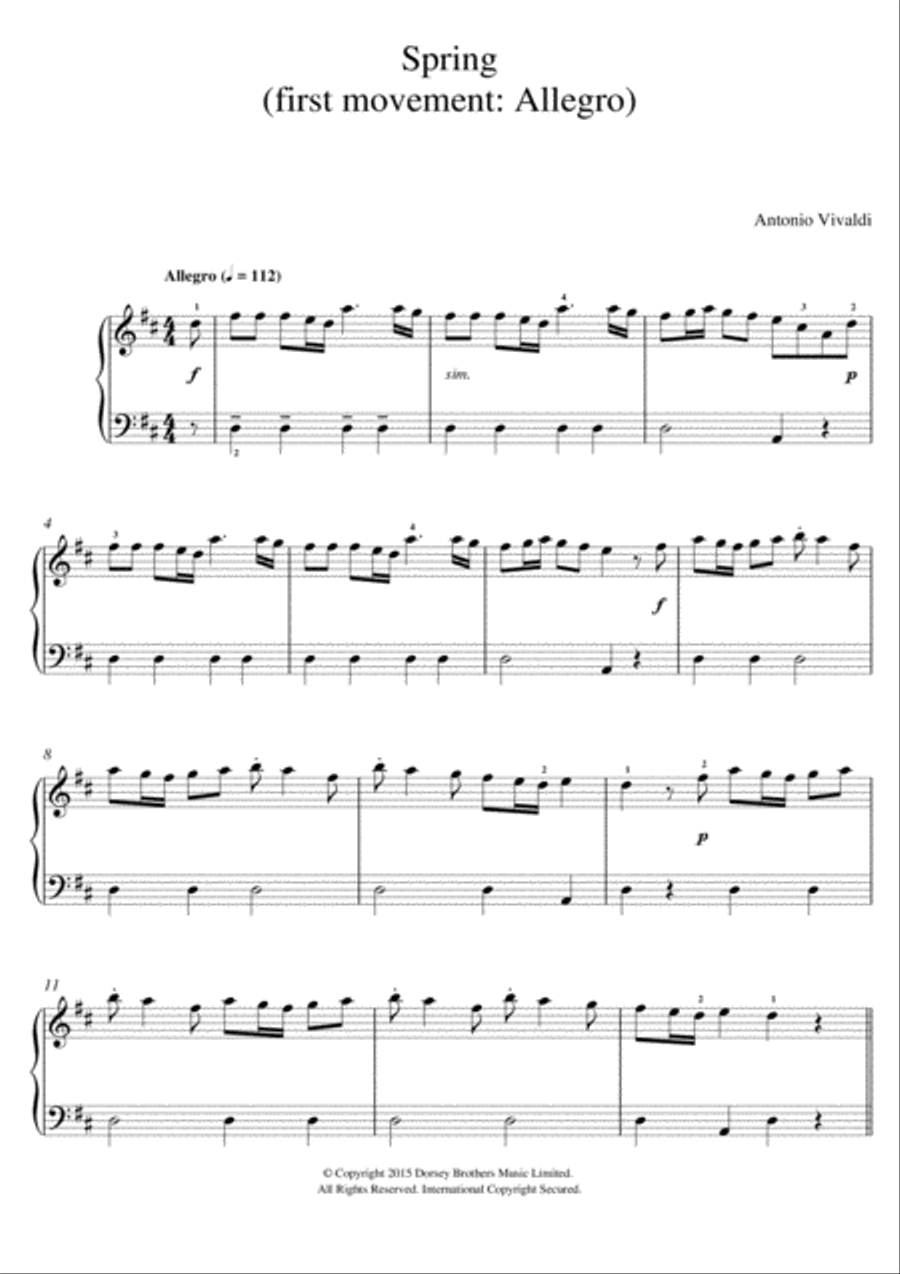 Spring (from The Four Seasons) Piano scores gallery preview page 1