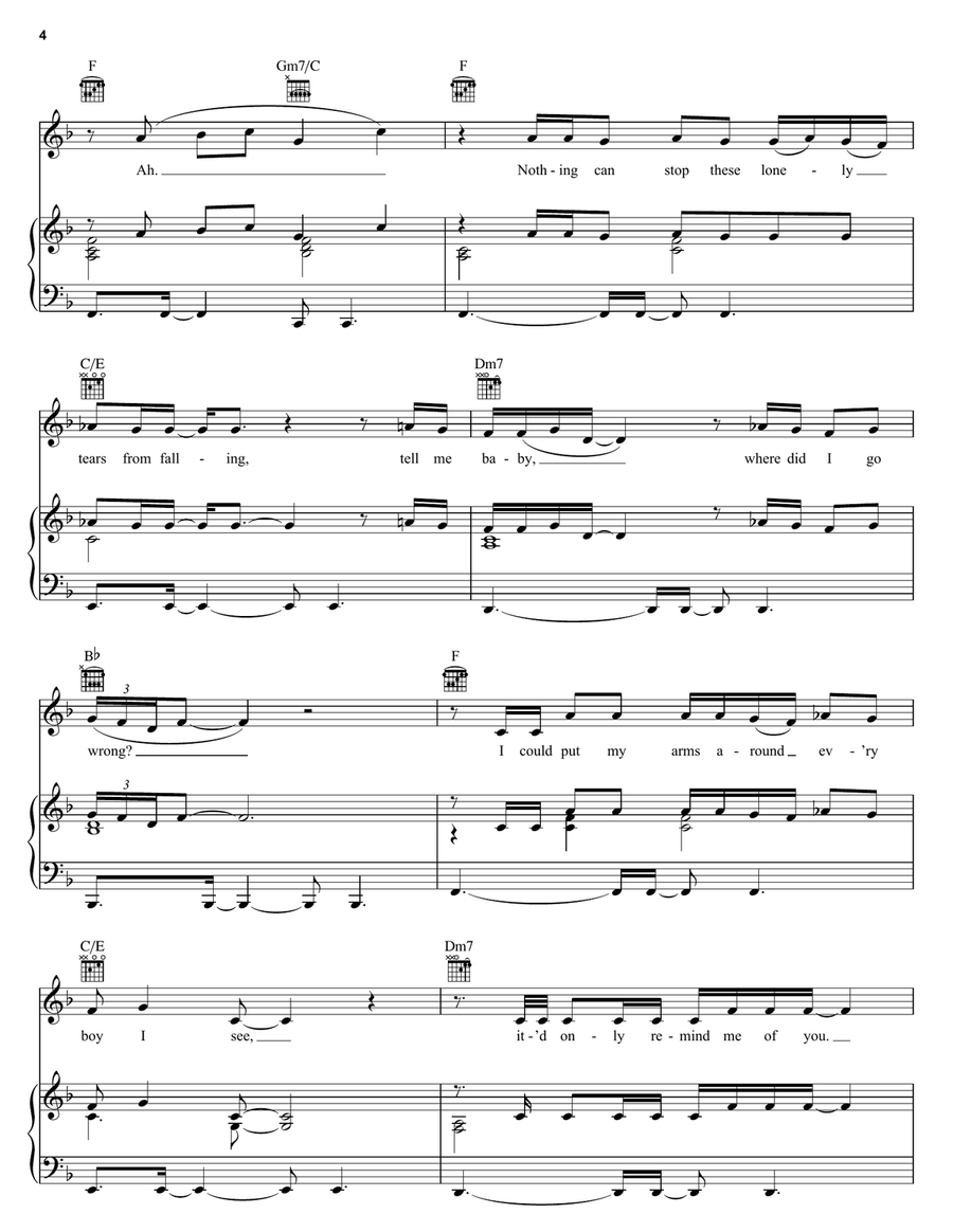 Nothing Compares 2 U Piano, Vocal, Guitar scores gallery preview page 4