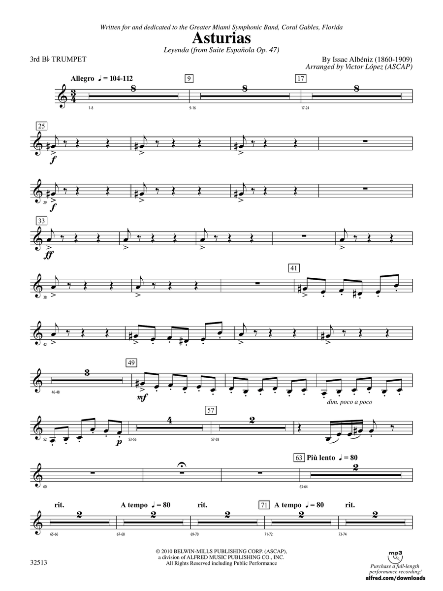 Asturias: 3rd B-flat Trumpet