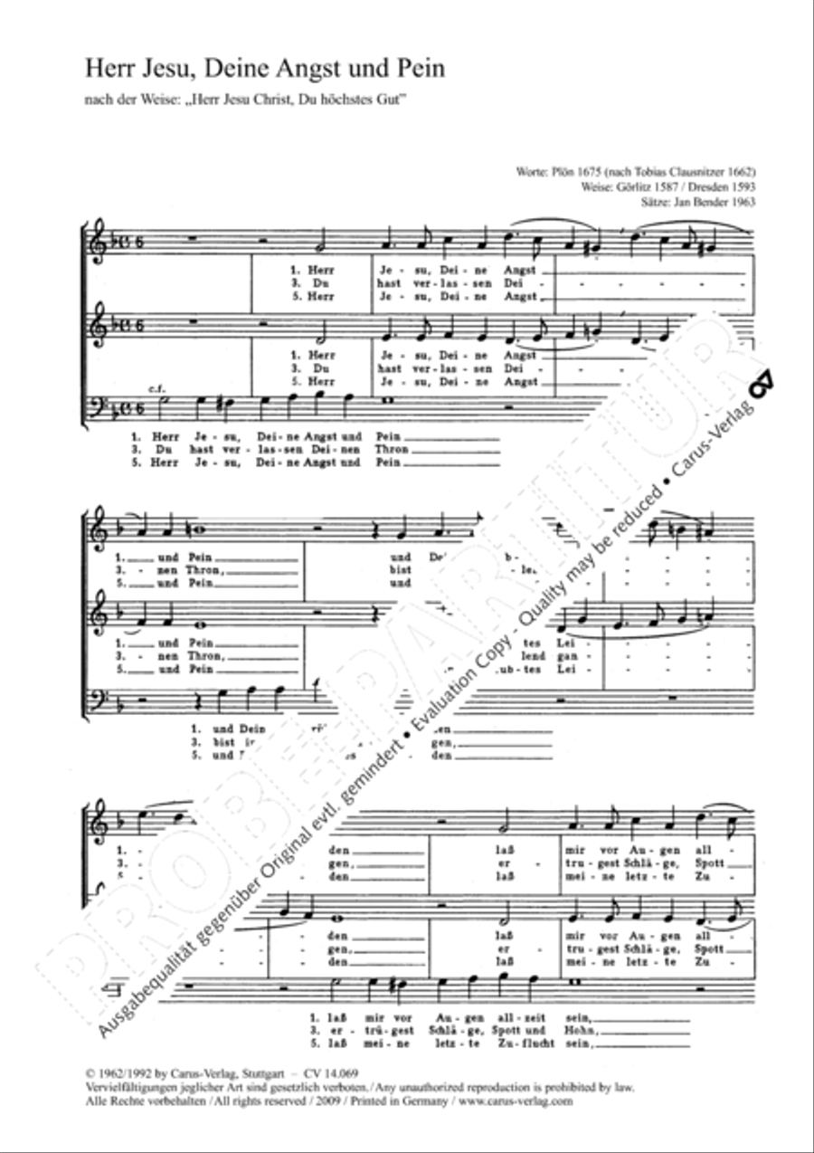 Herr Jesu, deine Angst und Pein 3-Part scores gallery preview page 5