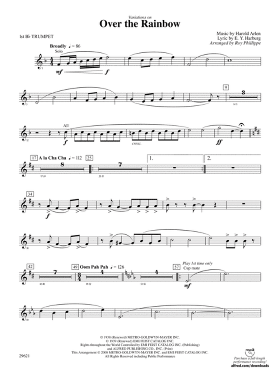 Over the Rainbow (from The Wizard of Oz), Variations on: 1st B-flat Trumpet