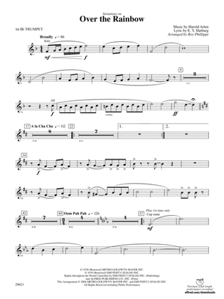 Book cover for Over the Rainbow (from The Wizard of Oz), Variations on: 1st B-flat Trumpet