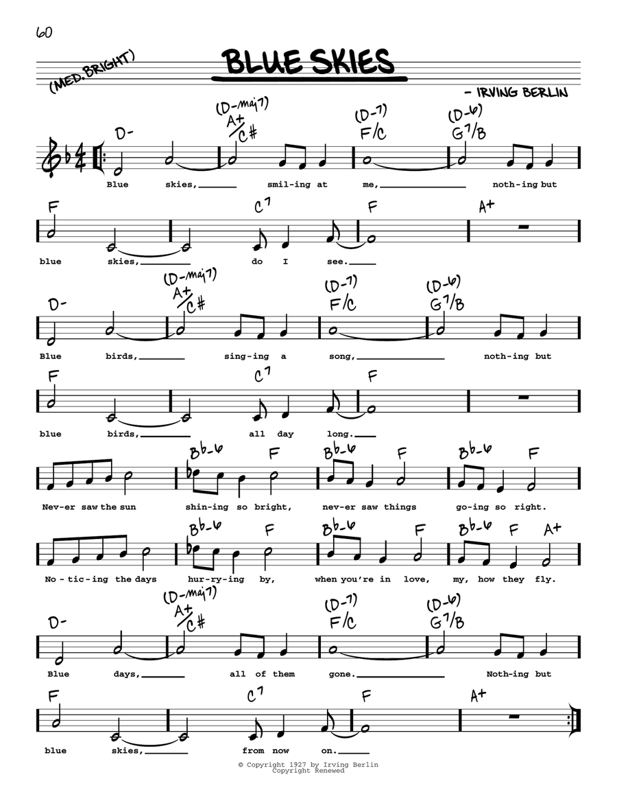 Blue Skies (arr. Robert Rawlins) Voice scores gallery preview page 1