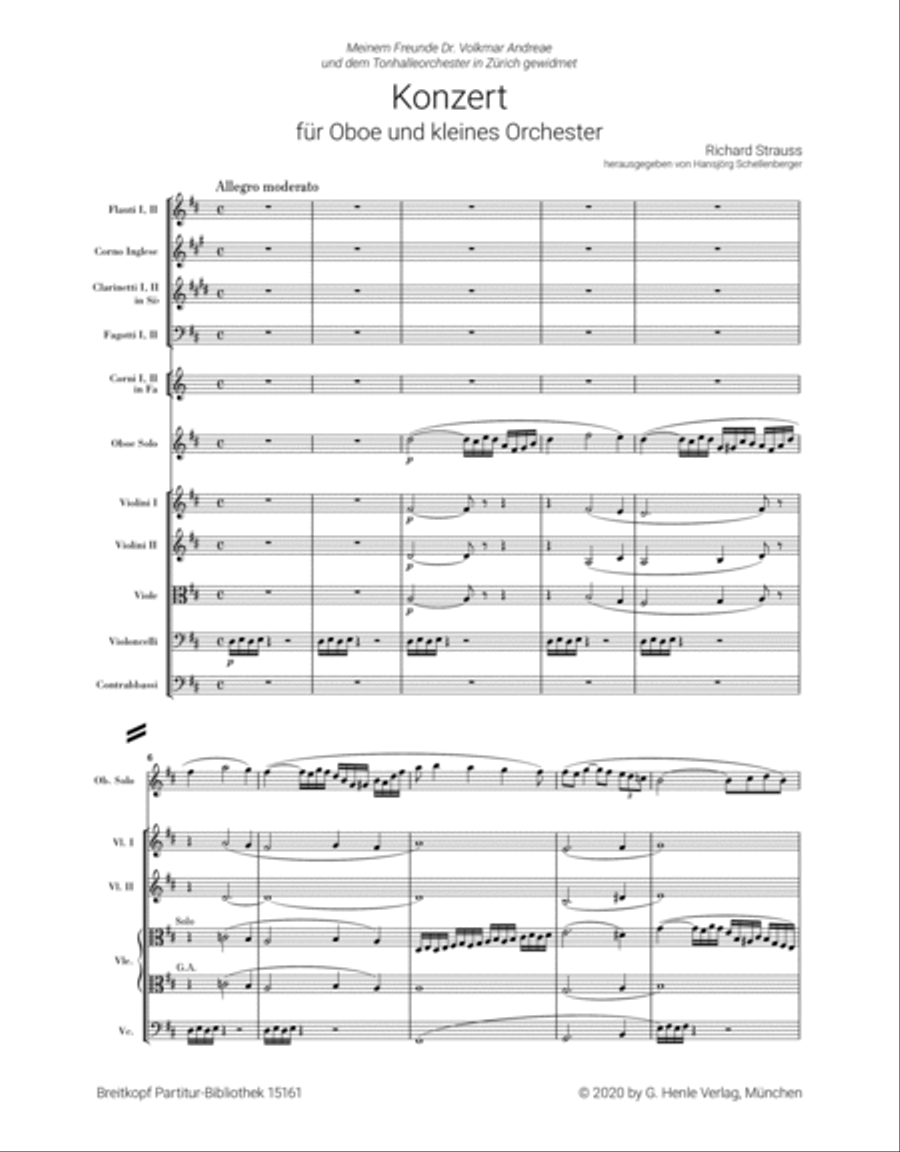Oboe Concerto in D major TrV 292 Orchestra scores gallery preview page 2
