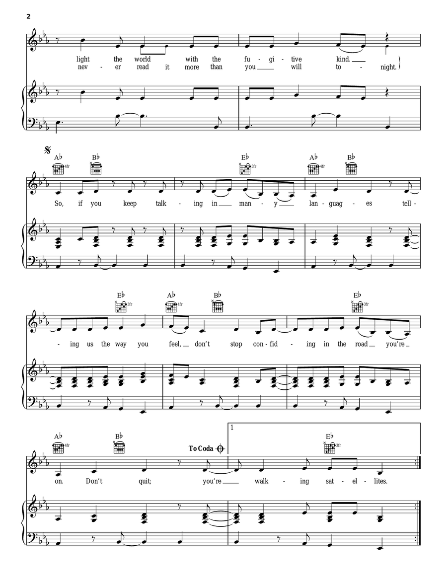 Satellites Piano, Vocal, Guitar scores gallery preview page 2
