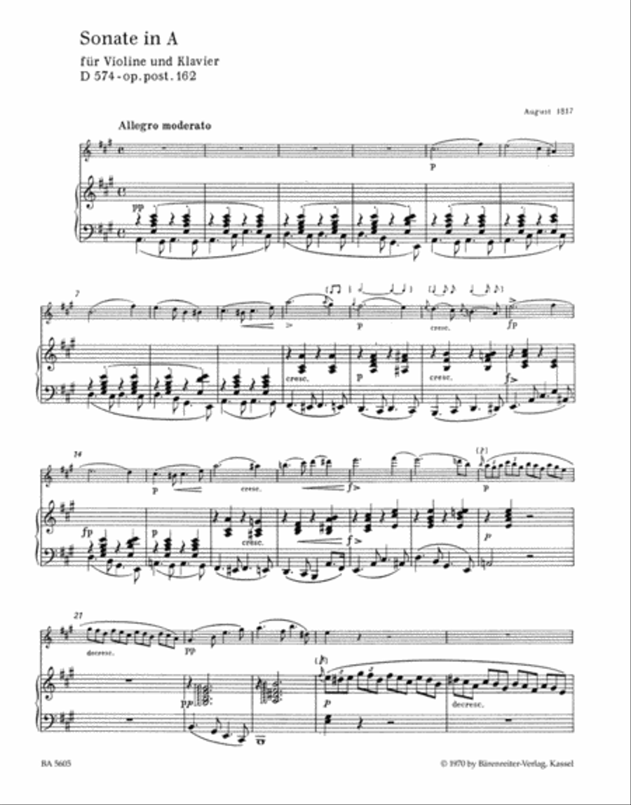 Sonata for Violin and Piano A major, Op. post.162 D 574 Violin Solo scores gallery preview page 2