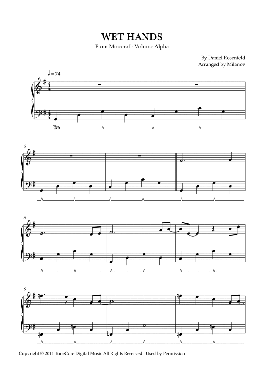 Wet Hands Easy Piano scores gallery preview page 1