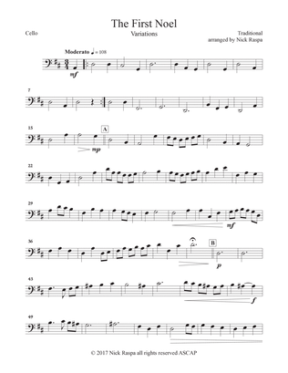 The First Noel (Variations for Full Orchestra) Cello part