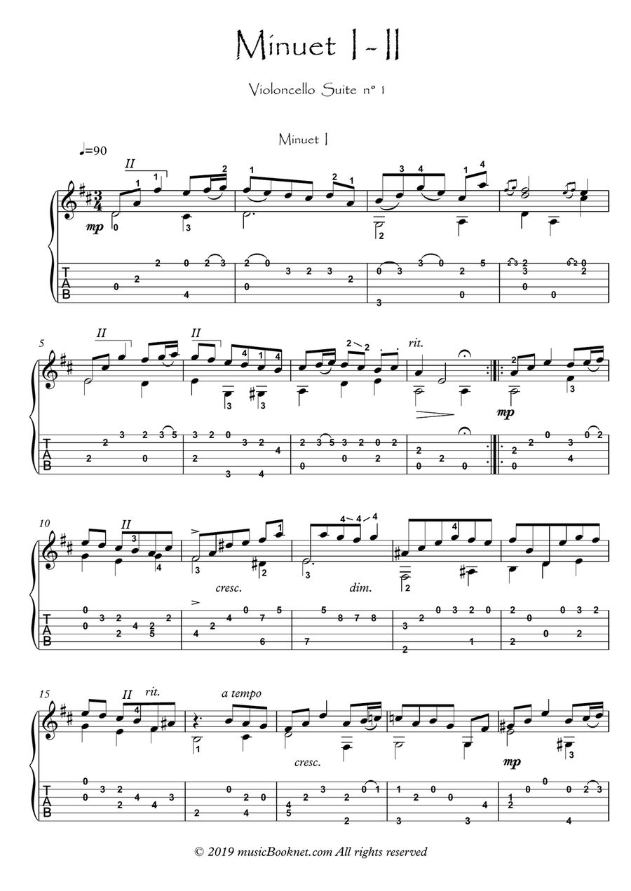 Bach for Guitar BWV 1007 Minuets image number null
