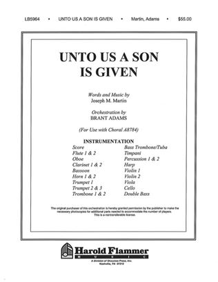 Book cover for Unto Us a Son Is Given