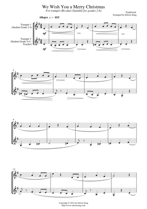 We Wish You A Merry Christmas (for trumpet (Bb) duet, suitable for grades 2-6)