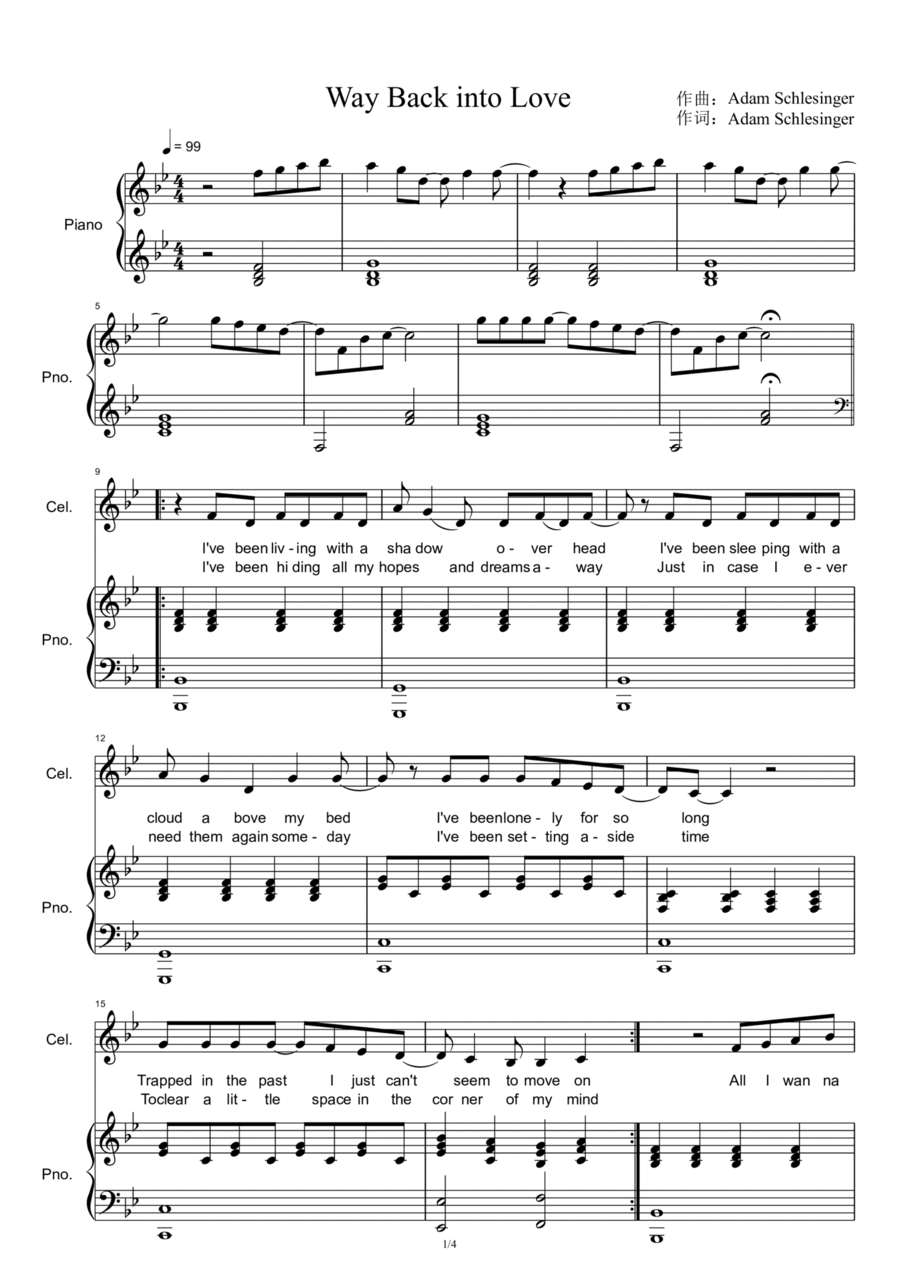 Way Back Into Love Way Back Into Love Voice scores gallery preview page 1