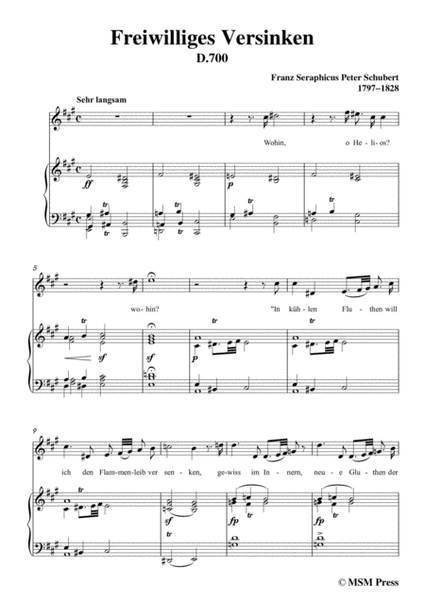 Schubert-Freiwilliges Versinken(Voluntary Oblivion),D.700,in f sharp minor,for Voice&Piano image number null