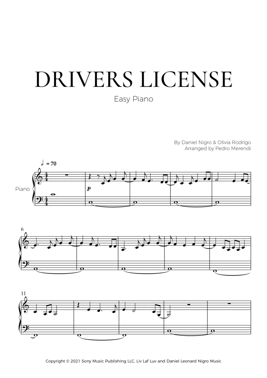Drivers License Easy Piano scores gallery preview page 1