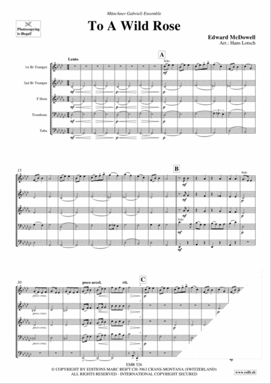 To A Wild Rose To A Wild Rose Brass Quintet scores gallery preview page 3