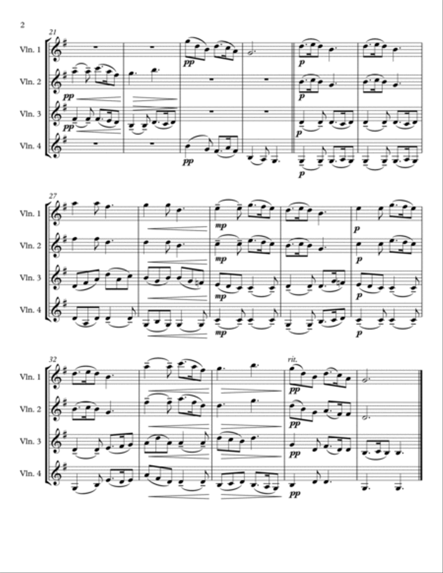 Four Christmas Carols for Four Violins