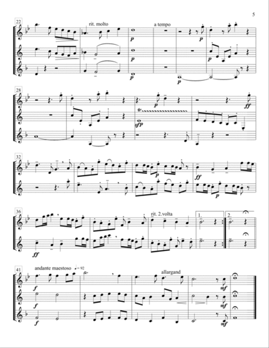 Trio for Flute, Clarinet, and Horn Small Ensemble scores gallery preview page 6