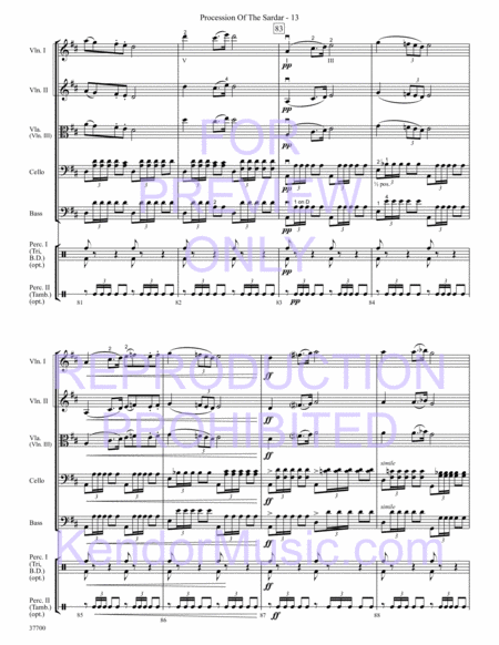 Procession Of The Sardar (from Caucasian Sketches) (Full Score)