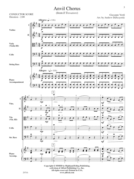 Anvil Chorus (from Il Trovatore): Score