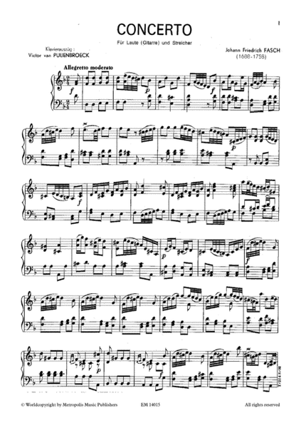 Concerto in D Minor for Guitar and Piano (Piano Reduction)