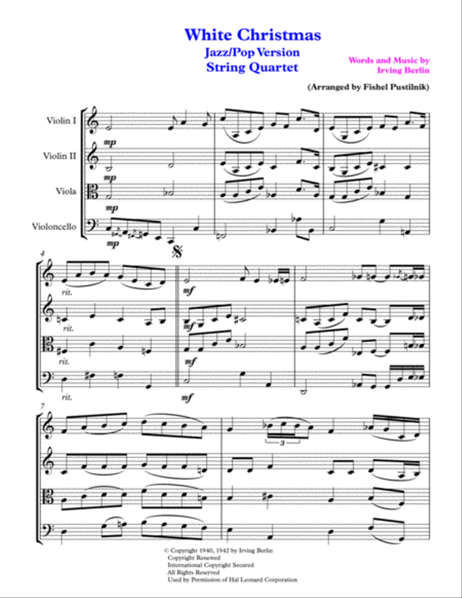 White Christmas String Quartet scores gallery preview page 2