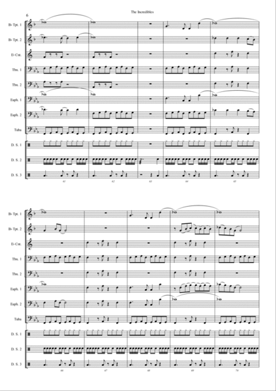 The Incredibles (Main Theme) Marching Band scores gallery preview page 6