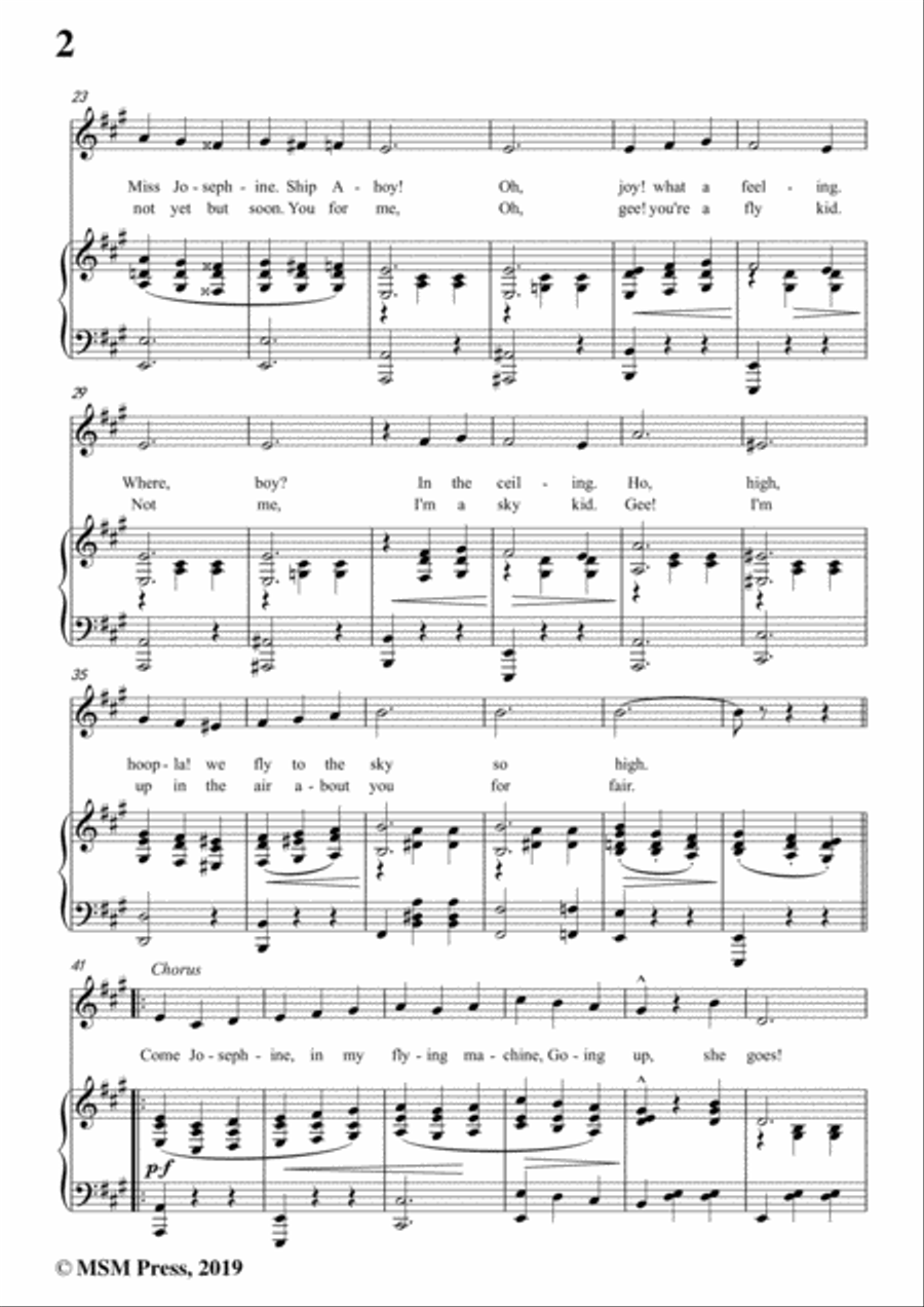 Fred Fisher-Come,Josephine,in My Flying Machine,in A Major,for Voice&Piano Voice scores gallery preview page 4