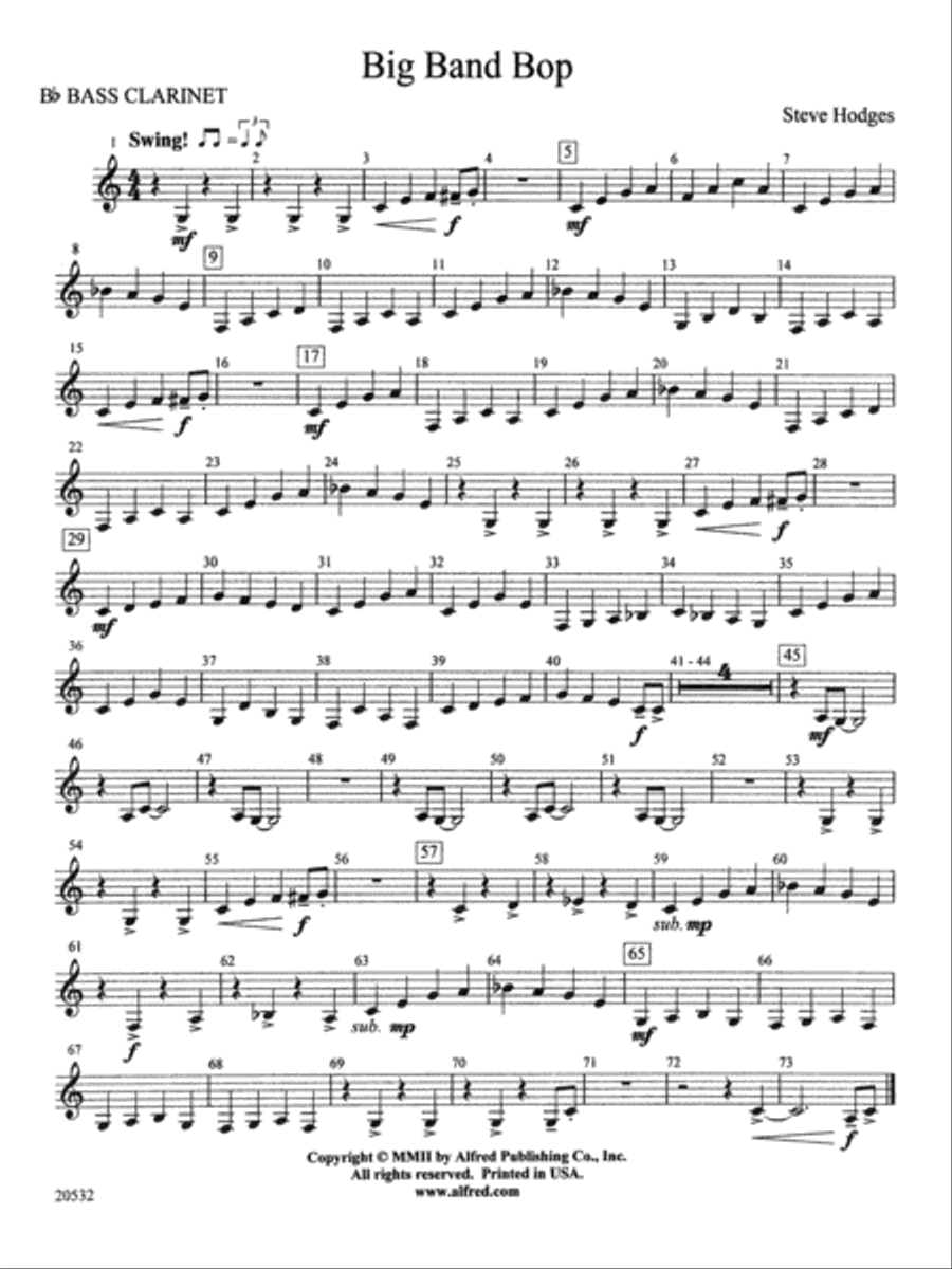 Big Band Bop: B-flat Bass Clarinet Concert Band scores gallery preview page 1