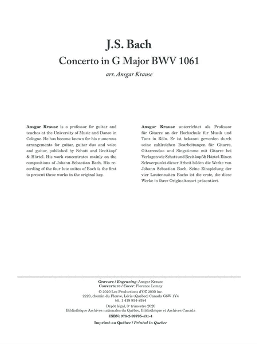 Concerto in G Major BWV 1061 Guitar Ensemble scores gallery preview page 2
