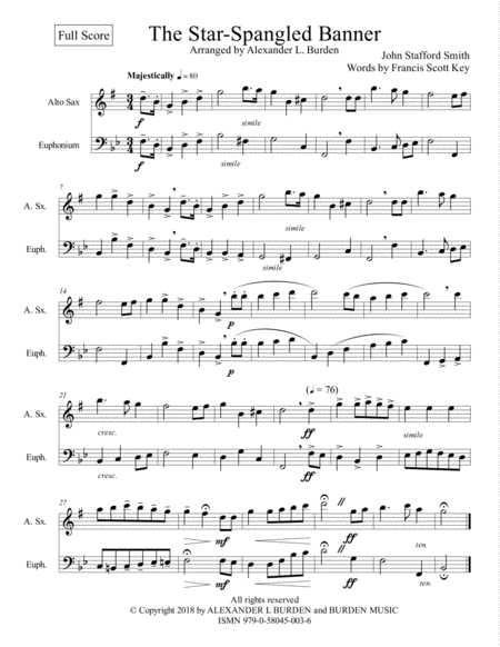 The Star-Spangled Banner (Duet for alto saxophone and euphonium) image number null