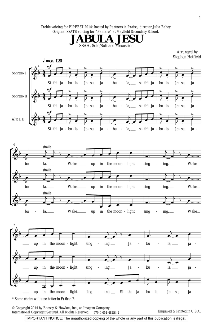Jabula Jesu SSA scores gallery preview page 1