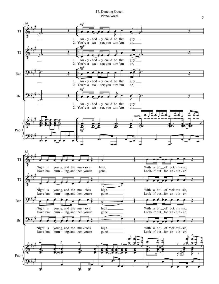 Dancing Queen TTBB scores gallery preview page 5