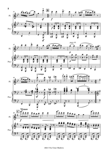Hungarian Dance No.5 by Brahms - Flute and Piano (Full Score) image number null