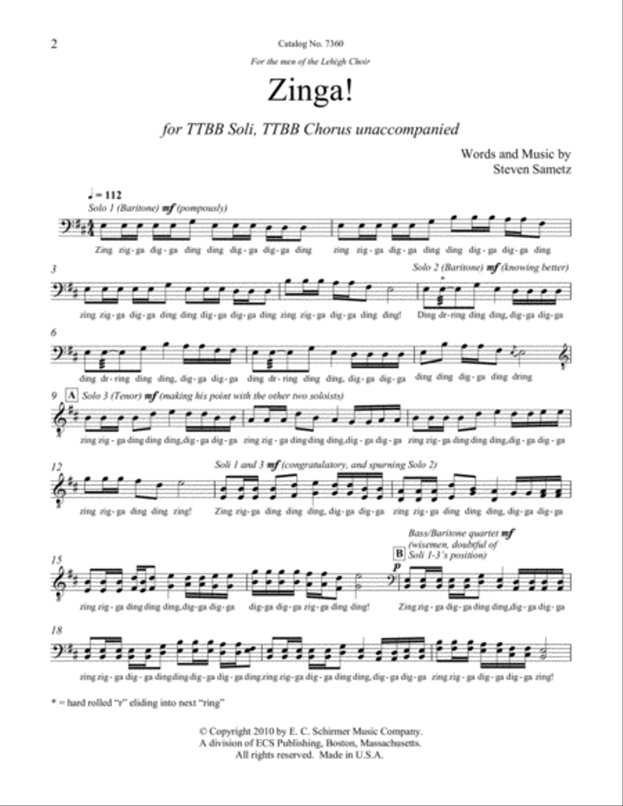 Zinga! Zinga! TTBB scores gallery preview page 2