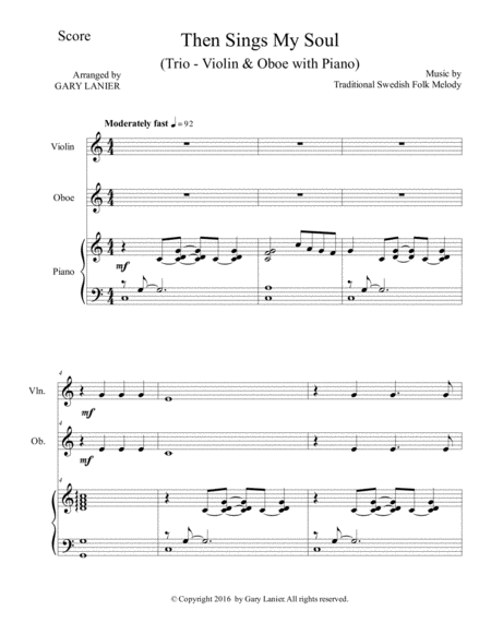 Trios for 3 GREAT HYMNS (Violin & Oboe with Piano and Parts) image number null