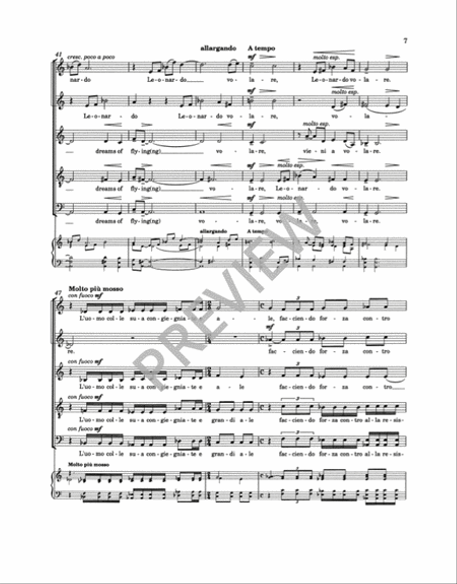 Leonardo Dreams of His Flying Machine Choir scores gallery preview page 6