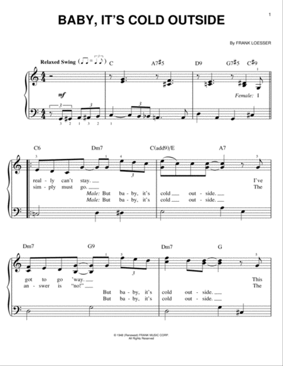 Baby, It's Cold Outside Easy Piano scores gallery preview page 1