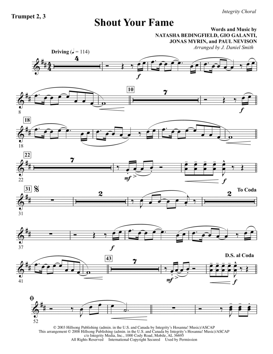 Shout Your Fame - Trumpet 2 & 3 Choir scores gallery preview page 1