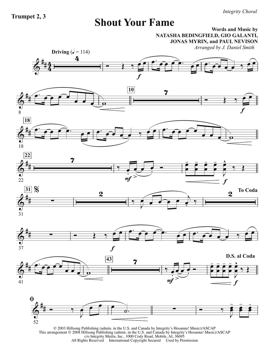 Shout Your Fame - Trumpet 2 & 3