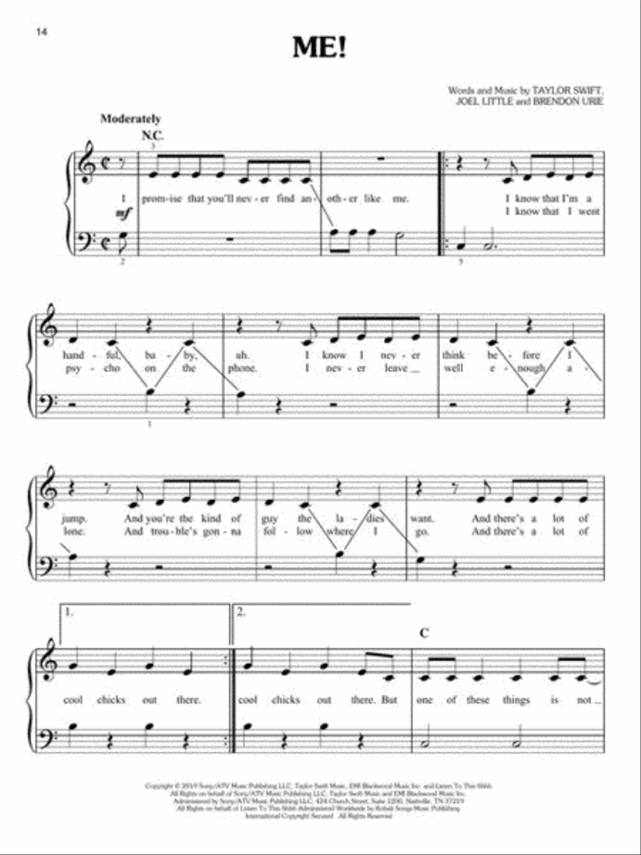 I Don't Care, Me! & More Hot Singles Piano scores gallery preview page 6