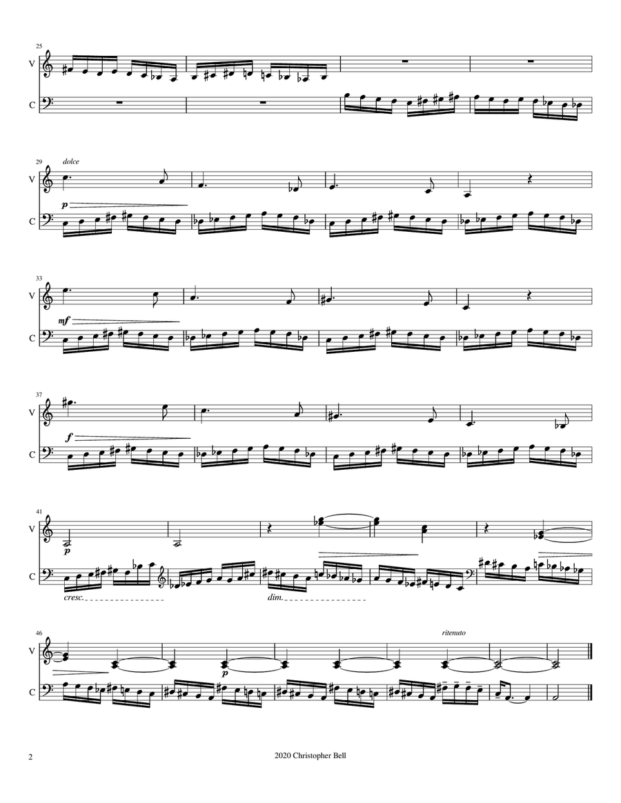 Bela Bartok - Five-Finger Exercise(From 10 Easy Pieces) - Violin/Cello Duet String Duet scores gallery preview page 3