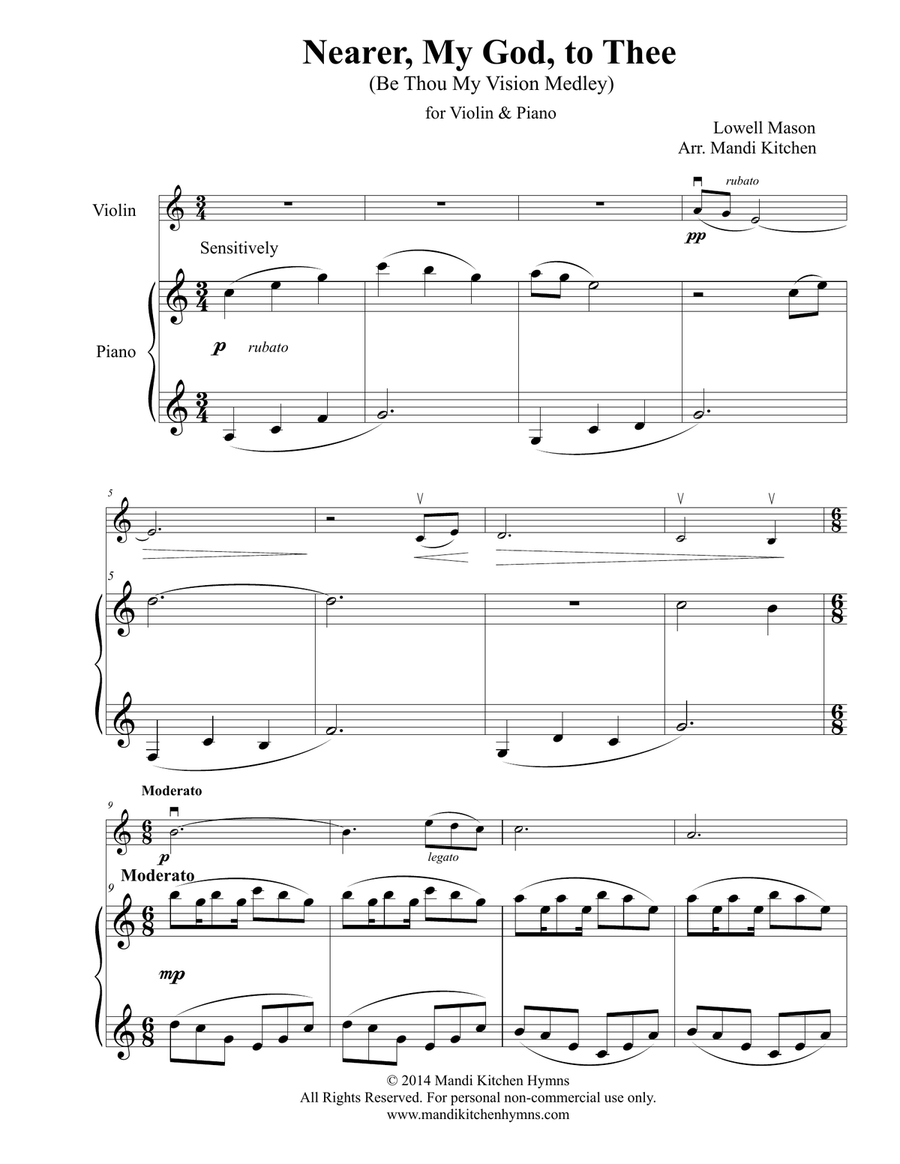 Nearer, My God, to Thee (Violin & Piano) Violin Solo scores gallery preview page 2
